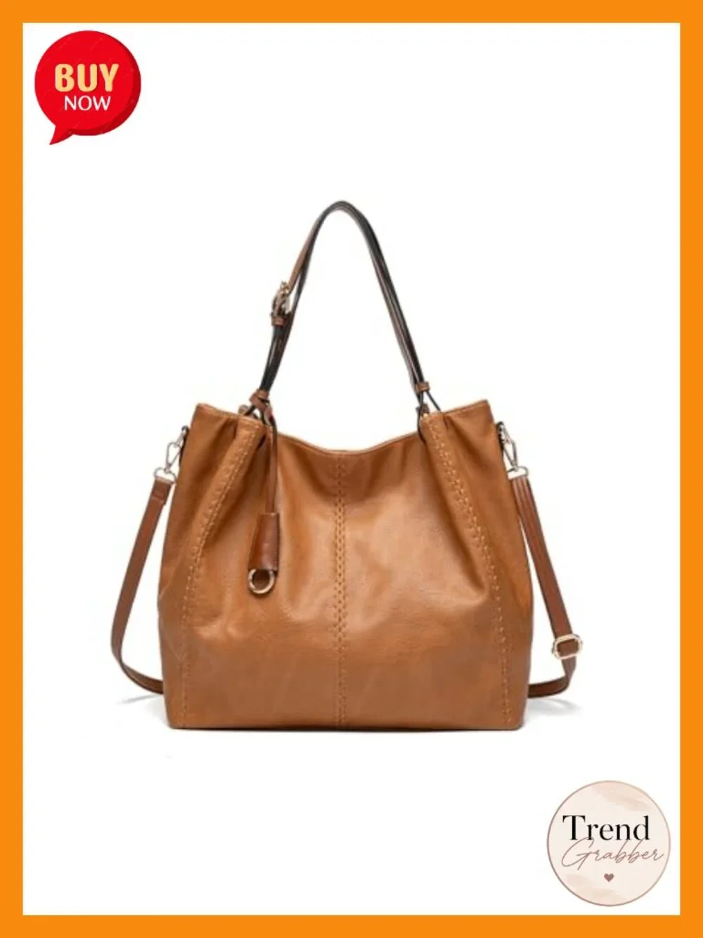 Vintage PU Leather Hobo Shoulder Bag Tote Purse with Rivets